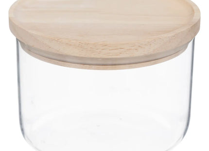 Pote de vidrio "Hermet" de 0,65L con tapa hermética de madera de caucho - 209201