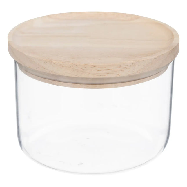 Pote de vidrio "Hermet" de 0,65L con tapa hermética de madera de caucho - 209201