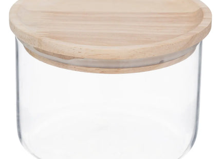 Pote de vidrio "Hermet" de 0,3L con tapa hermética de madera de caucho - 209203