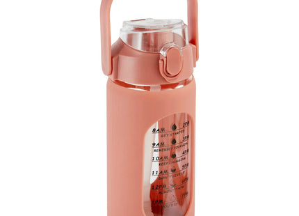 Botella de vidrio y silicona con pajita y tapa 1L - 209245