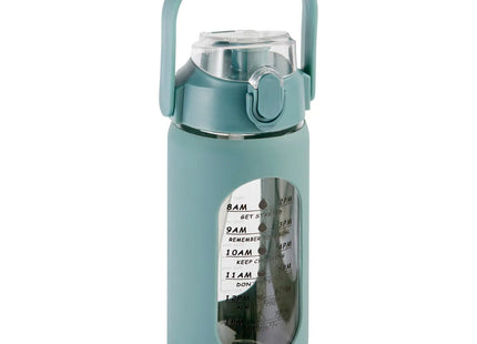 Botella de vidrio y silicona con pajita y tapa 1L - 209245