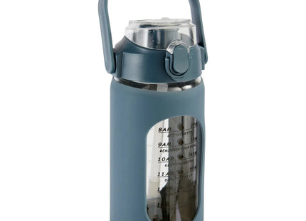 Botella de vidrio y silicona con pajita y tapa 1L - 209245