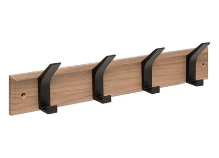 Perchero "Ziny" de 4 ganchos 45 cm de largo  madera negra clara  -  209386A