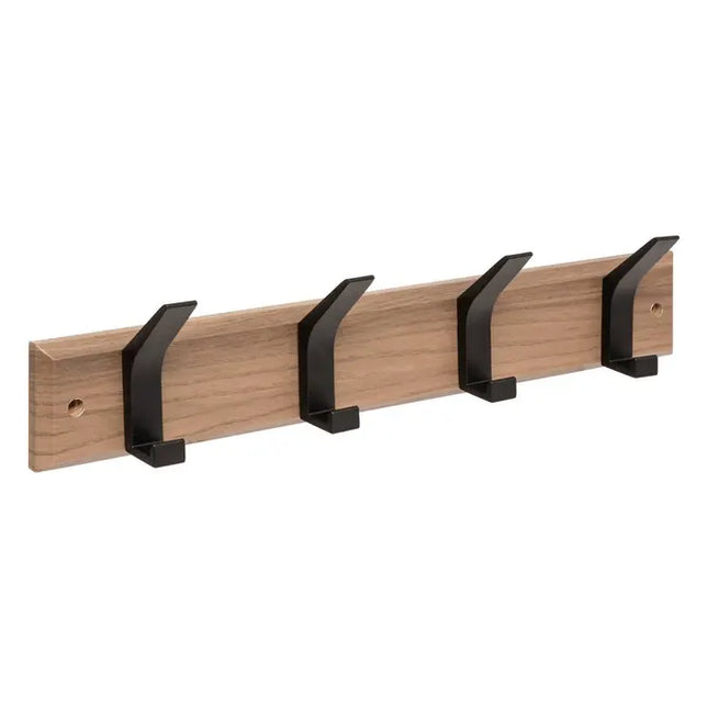 Perchero "Ziny" de 4 ganchos 45 cm de largo  madera negra clara  -  209386A