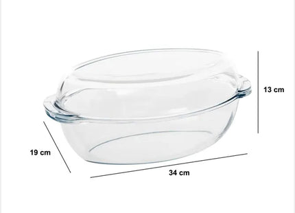 Fuente de horno de vidrio ovalada (35 cm de largo) con tapa - 1209641
