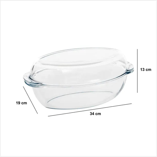 Fuente de horno de vidrio ovalada (35 cm de largo) con tapa - 1209641
