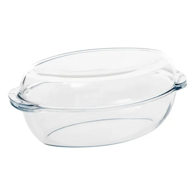 Fuente de horno de vidrio ovalada (35 cm de largo) con tapa - 1209641