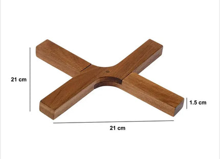 Salvamantel de 21 cm de largo con forma de cruz, de madera de acacia - 209642