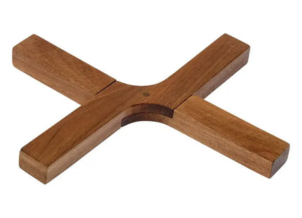 Salvamantel de 21 cm de largo con forma de cruz, de madera de acacia - 209642