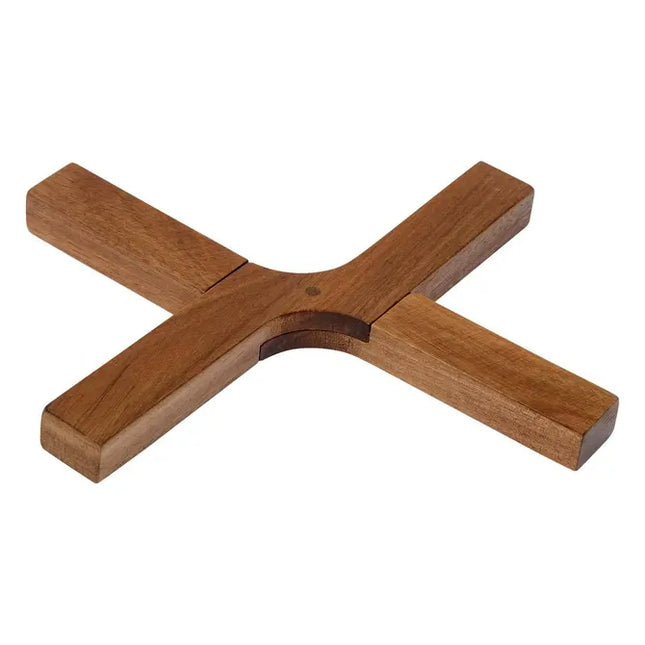 Salvamantel de 21 cm de largo con forma de cruz, de madera de acacia - 209642