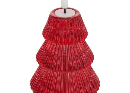 Árbol de Navidad de cristal iluminado, 13 cm de alto, con 1 LED a pilas - 209874
