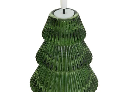 Árbol de Navidad de cristal iluminado, 13 cm de alto, con 1 LED a pilas - 209874