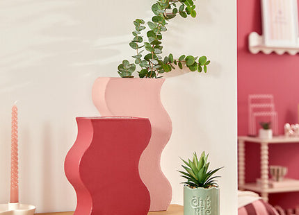 Jarrón de metal "Chéri" altura 35 cm rojo rubí - 210128