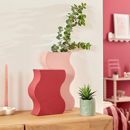 Jarrón de metal "Chéri" altura 35 cm rojo rubí - 210128