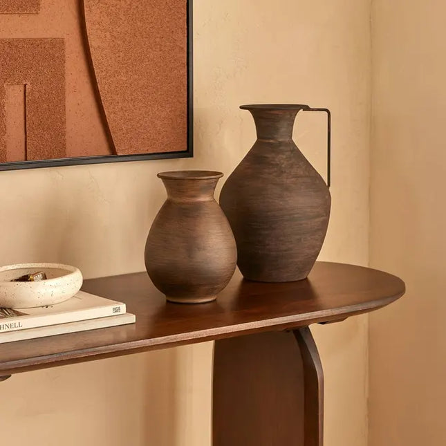 Jarrón marrón "Wonj" 20 cm de alto - 210201