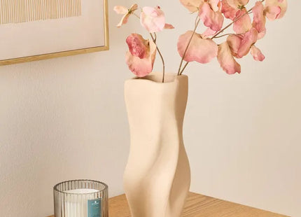 Jarrón "Grigor" color beige, 25 cm de alto - 210236