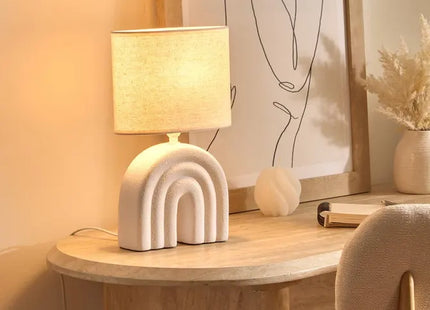 Velador de mesa "Gabin" blanca con forma de seta A32cm -  210360
