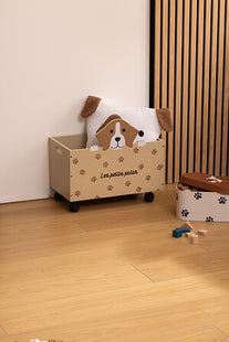 Baúl con ruedas Perro 48x42cm MDF rosa - 211001