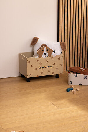 Baúl con ruedas Perro 48x42cm MDF rosa - 211001