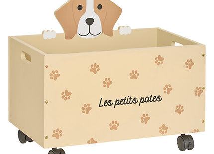 Baúl con ruedas Perro 48x42cm MDF rosa - 211001