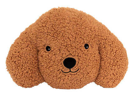 Almohada con forma de cabeza de perro rizada Scott 40x40cm poliéster marrón - 211010