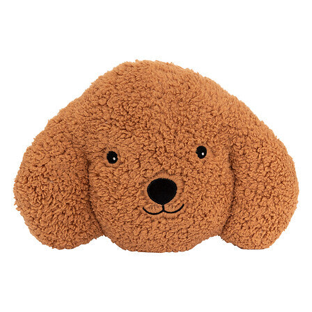 Almohada con forma de cabeza de perro rizada Scott 40x40cm poliéster marrón - 211010