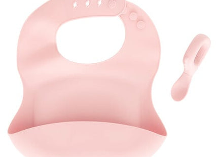 Set babero y cuchara "Yum" silicona rosa - 211062A