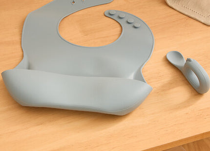 Set babero y cuchara "Yum" silicona azul - 211062B