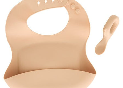 Set babero y cuchara "Yum" silicona beige - 211062C