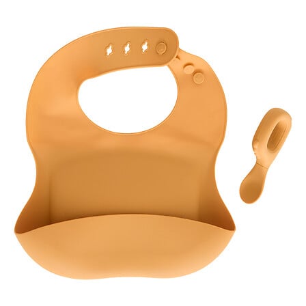 Set babero y cuchara "Yum" silicona amarillo - 211062D