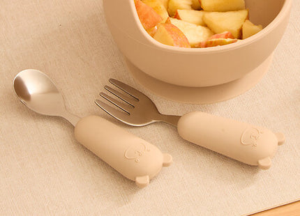 uego de cubiertos cuchara y tenedor "Yum" largo 16.5 cm beige - 211063C