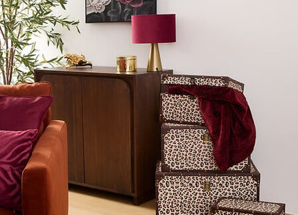 Baúl "Telna" decoración estampado leopardo L - 211527