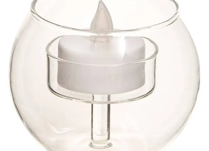 Vela LED redonda tipo bola, 8 cm de diámetro, cristal transparente  - 211648