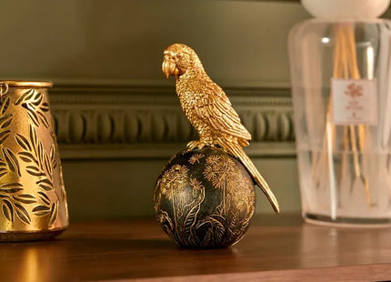 Pájaro de resina "Belli" 19 cm de alto, dorado - 211684