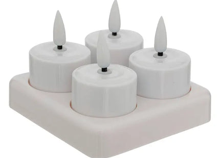 Juego de 4 velas LED recargables "Aitor" color blanco  - 211709