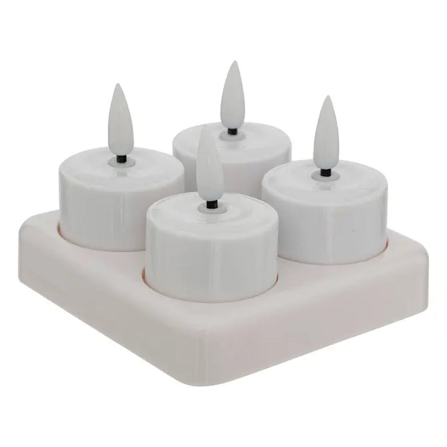 Juego de 4 velas LED recargables "Aitor" color blanco  - 211709