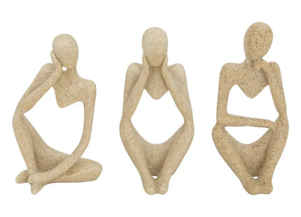 Conjunto de 3 estatuas femeninas de Aby A11,5 cm resina beige  - 211752