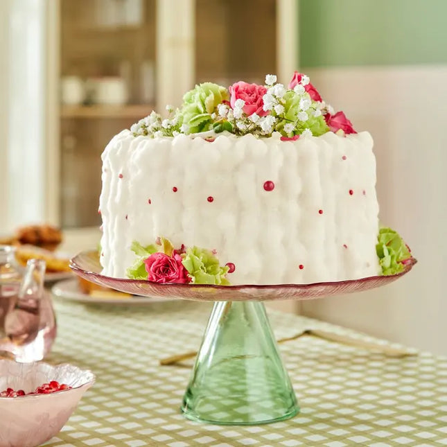 Soporte para exhibición de flores de rosas D28cm rosa y verde - 212165