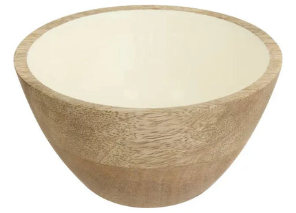Bol "Inaya" de 13 cm de diámetro, madera blanco y de mango - 212205B