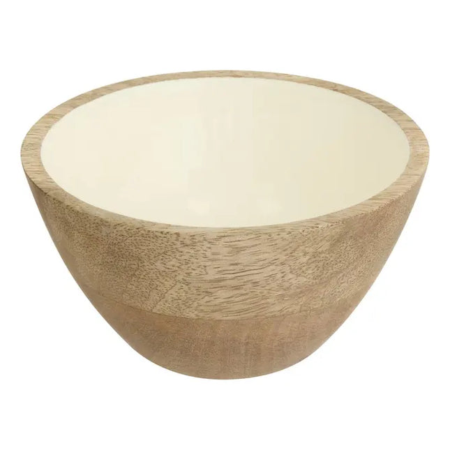 Bol "Inaya" de 13 cm de diámetro, madera blanco y de mango - 212205B