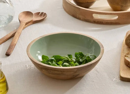 Bol "Inaya" de 19 cm de diámetro, madera verde y de mango - 212206A