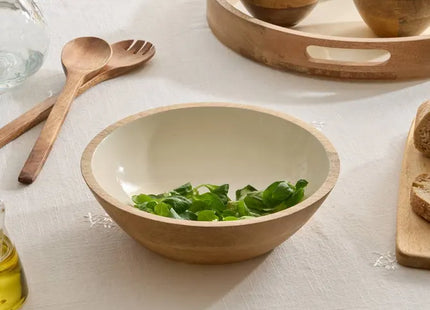 Bol "Inaya" de 19 cm de diámetro, madera blanco y de mango - 212206B