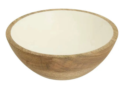 Bol "Inaya" de 19 cm de diámetro, madera blanco y de mango - 212206B