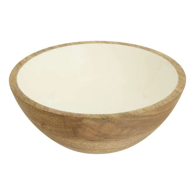 Bol "Inaya" de 19 cm de diámetro, madera blanco y de mango - 212206B