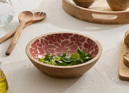 Bol para ensalada "Inaya" 19 cm de diámetro, terracota y madera de mango. -  212206D