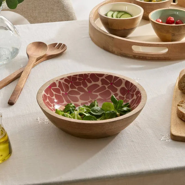 Bol para ensalada "Inaya" 19 cm de diámetro, terracota y madera de mango. -  212206D