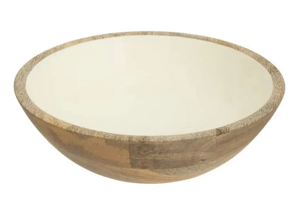 Bol "Inaya" para ensalada de 25 cm de diámetro, madera blanco y de mango - 212207B