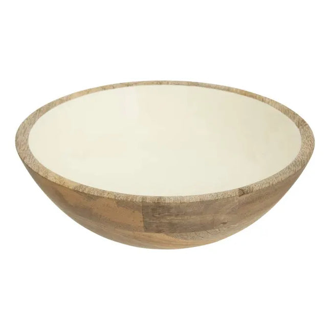 Bol "Inaya" para ensalada de 25 cm de diámetro, madera blanco y de mango - 212207B