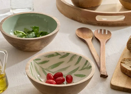 Bol para ensalada "Inaya" verde oliva, madera de mango -  212207C