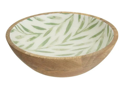 Bol para ensalada "Inaya" verde oliva, madera de mango -  212207C